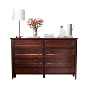 和年美家美式复古实木八斗柜樱桃木卧室客厅多功能餐厅抽屉收纳柜