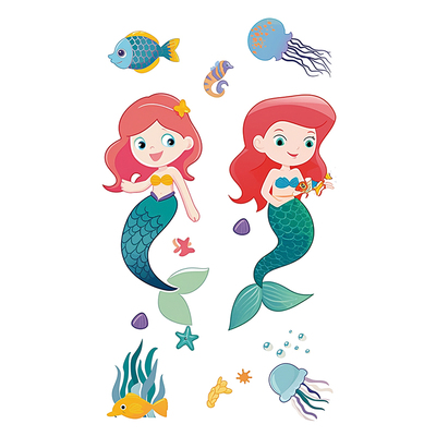 美人鱼闪粉儿童纹身贴纸女防水持