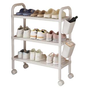 三梦滑轮可移动鞋架子小型多层入户小窄出租房宿舍桌下简易置物架