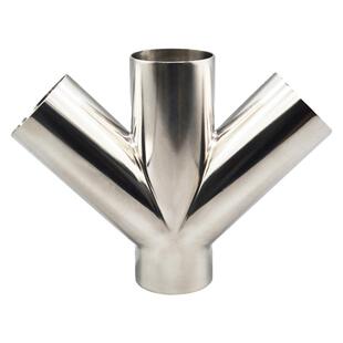 东翔304不锈钢卫生级Y型斜四通镜面异形管件叉形四通焊接水管接头