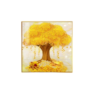发财树餐厅装饰画2026新款饭厅招财进宝风水画单幅壁画摇钱树挂画