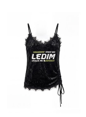 LEDIMWANG黑色丝绒吊带背心女