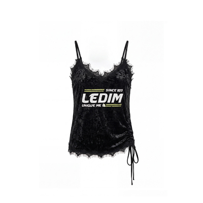 LEDIMWANG黑色丝绒吊带背心女