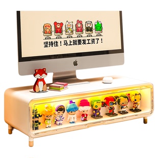 盲盒收纳盒增高架办公室桌面置物显示器电脑工位改造手办展示架子