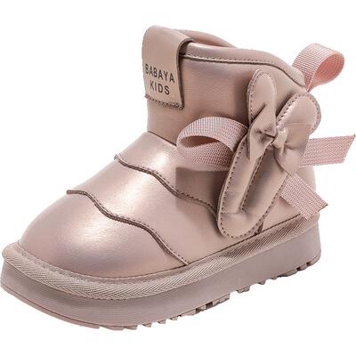 芭芭鸭儿童雪地靴女童靴子2025冬季新款防水雪地棉鞋宝宝加绒短靴