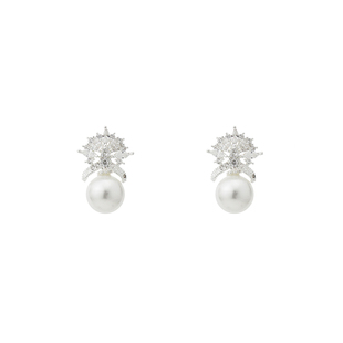 「幸福」原创施家珍珠雪花耳环蚊香盘耳夹无耳洞女精致款珍珠耳钉