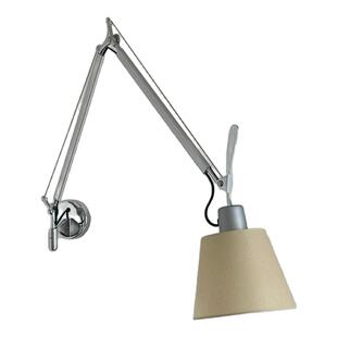 意大利设计师摇臂壁灯羊皮纸灯罩可伸缩调节客厅卧室书房阅读灯