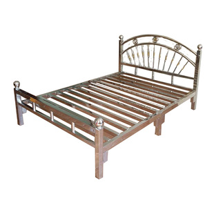 欧式不锈钢床 1.5米1.8双人床公寓简约单人床加厚出租房床架子304