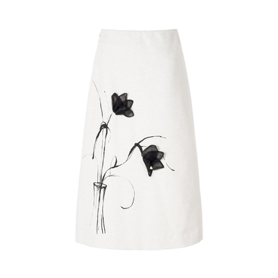 LYNEE 【花园谧境】印花立体花朵半裙肌理感无腰头显瘦A字半身裙