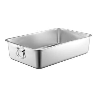 不锈钢猫砂盘盆不锈钢方盆平底餐盆油炸盆子带盖大号加高防臭便盆