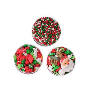 圣诞节糖珠拐杖树叶圣诞老人雪人糖牌圣诞树雪松糖针蛋糕装饰插件