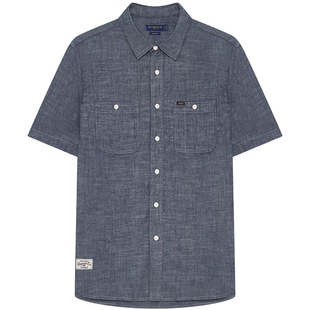 TeenieWeenie小熊男装衬衫春夏新款复古水洗休闲简约牛仔短袖上衣