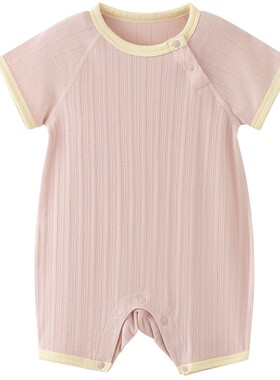 papa爬爬夏季婴儿衣服包屁衣开肩