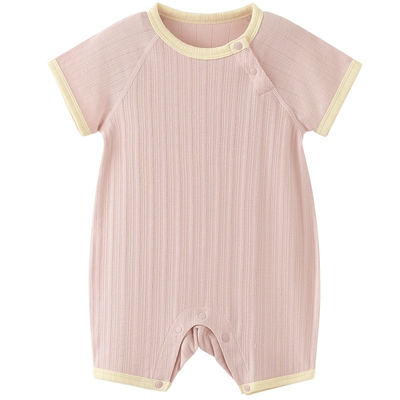 papa爬爬夏季婴儿衣服包屁衣开肩