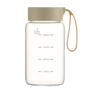 迷你玻璃杯带刻度胖胖杯外带便携小水杯摇摇杯子牛奶豆浆杯咖啡杯