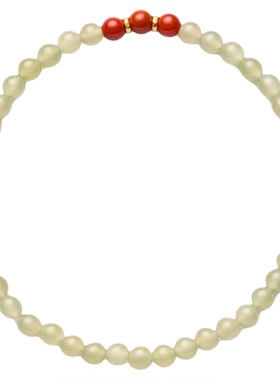 里晤LIWU 4mm晴水和田玉川料柿子南红S925银镀金隔片串珠手串送礼