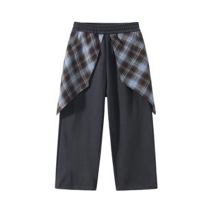 植木儿童裤子2026春新款中大童屁帘裤直筒阔腿裤女童裤子童装