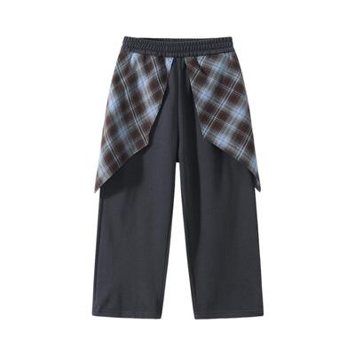 植木儿童裤子2026春新款中大童屁帘裤直筒阔腿裤女童裤子童装