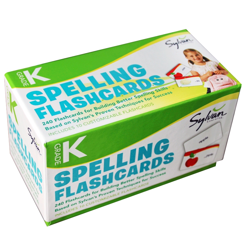 英文原版书Kindergarten Spelling Flashcards 幼儿园儿童英文字母卡片 240个单词卡片 正版进口英语启蒙游戏卡 flash cards英文版