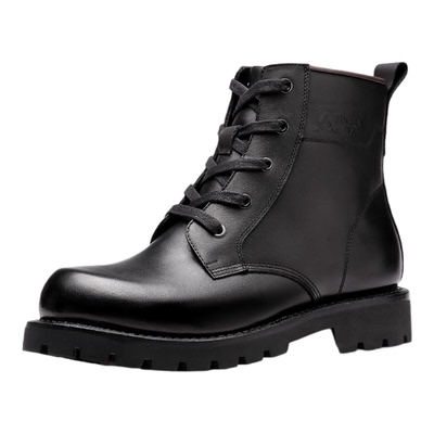 强人3515正品男训练靴牛皮系带马丁短靴潮流耐磨春秋高帮靴户外靴