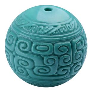 原矿高瓷无优化绿松石散珠回纹珠圆珠苏工雕刻配珠单珠苹果珠腰珠