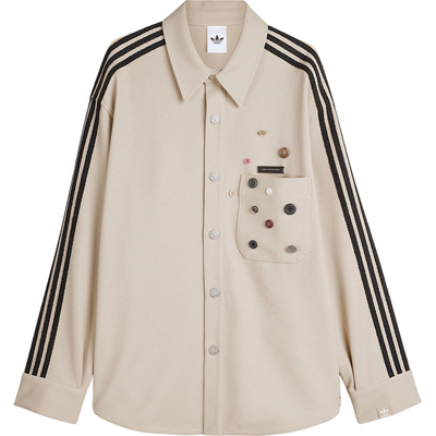 Adidas/阿迪达斯正品三叶草男女休闲长袖宽松条纹运动衬衫KC3141