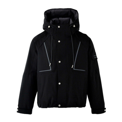 美式潮牌条纹拼接撞色连帽羽绒服