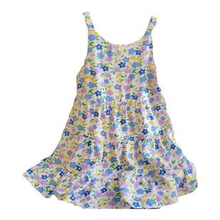 女童棉绸连衣裙2025夏季新款洋气碎花公主裙女宝宝薄款人棉裙子