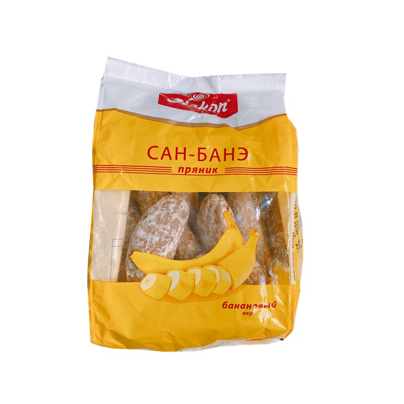 俄罗斯进口香蕉味甜点袋装饼干
