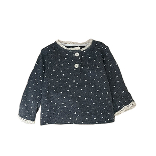 女童春秋款韩版蕾丝边打底衫婴儿洋气百搭长袖上衣女宝宝碎花衣服