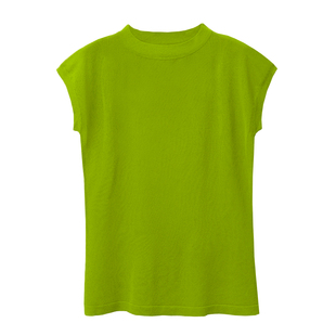 冰丝短袖t恤女夏装2024新款半高领针织衫女薄款宽松百搭红色上衣