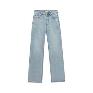 IMMI 设计师品牌 女士纯色棉质后中开衩直筒牛仔裤 300124