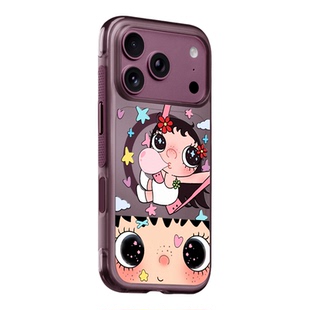benefit勃艮第酒红呆萌可爱大眼女孩适用于iphone18promax手机壳磁吸苹果17PROMAX新款15pro防摔16pro