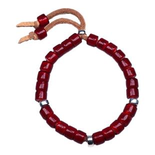 POHIER高桥吾郎徒弟村田高诗白芯枣红琉璃银珠手链本命年串珠礼物