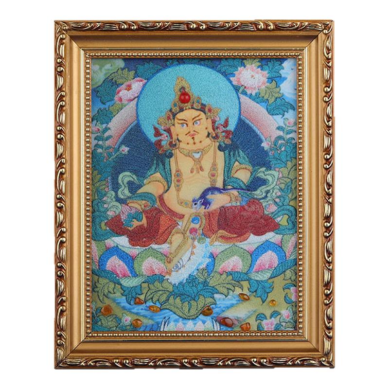 藏式唐卡纯手工绘砂画黄财神