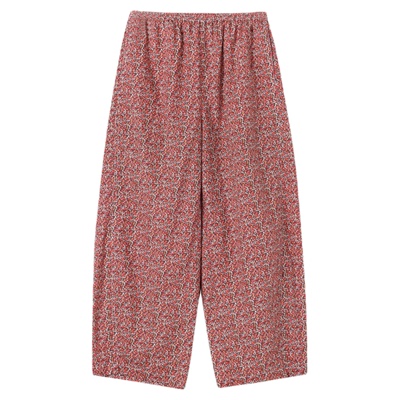 THESOONG纯棉松紧腰花裤子