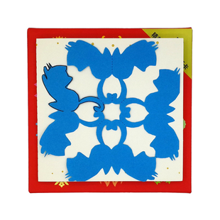 小学生四角剪纸线稿轴对称图案形7-10岁手工材料儿童有图案的折纸