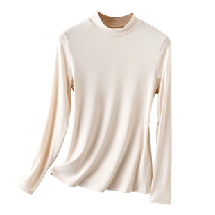 优可丝半高领打底衫女秋内搭莫代尔长袖T恤基础款圆领短袖上衣薄