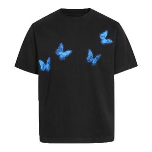 RTIMFD 暗黑系蝴蝶印花短款短袖小众OS宽松欧美boxy索罗娜凉感T恤