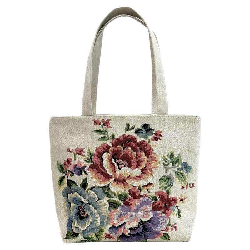 双面金丝刺绣帆布包绣花手提包