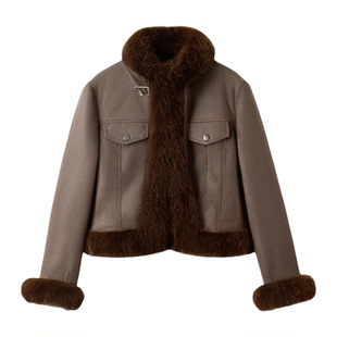 EVAOUXIU【新品】重磅奢华秀场款廓形设计感狐狸毛皮衣拼接羽绒服