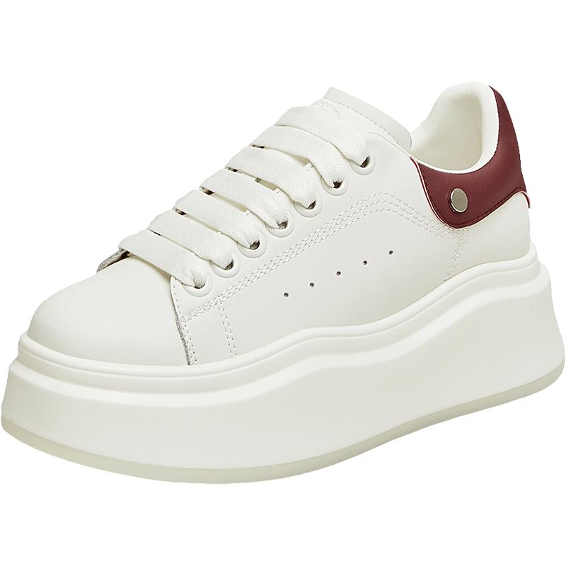 Tata他她厚底小白鞋女增高板鞋女鞋透气松糕鞋新款鞋子WN801AM4