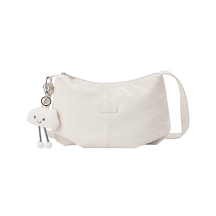 森马包包斜挎包2024新款仿丝绒大容量单肩包设计感褶皱饺子包流行