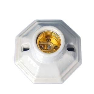 全陶瓷安全灯头灯座螺口e27明装平口灯具配件灯泡底座爬宠灯口