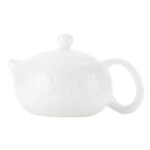 钰铨龙门 陈德根大师羊脂玉瓷西施壶纯手工雕刻喜事连连陶瓷茶壶