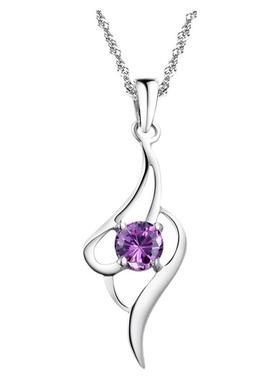 小巧别致 925纯银项链女士温馨韩版水晶时尚锁骨链生日礼物可刻字