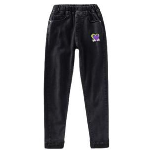 女童炸街裤子加绒牛仔裤加厚小女孩外穿冬天棉裤洋气时尚一体绒