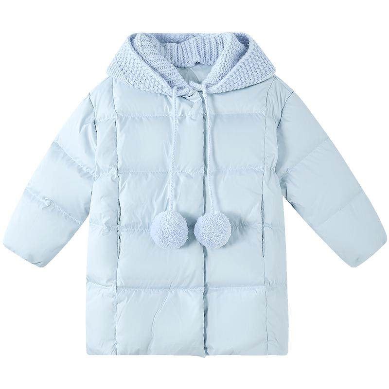 笛莎官方旗舰童装女童长款羽绒服冬季新款女孩宝宝儿童抗菌绒外套