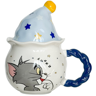 猫和老鼠带盖陶瓷马克杯可爱风2025新款女高颜值水杯办公室咖啡杯