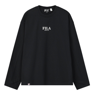 FILA 斐乐官方男子针织长袖衫2026春季新款简约休闲纯棉宽松长T恤
